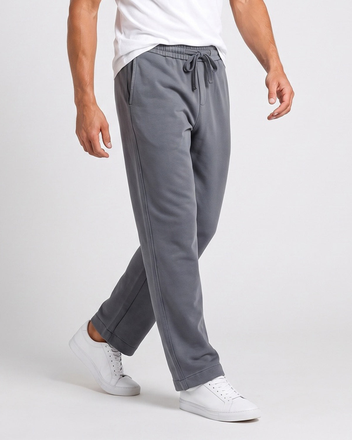 KZZ Men's Acid-Wash Solid Color Loose-Fit Casual Sweatpants