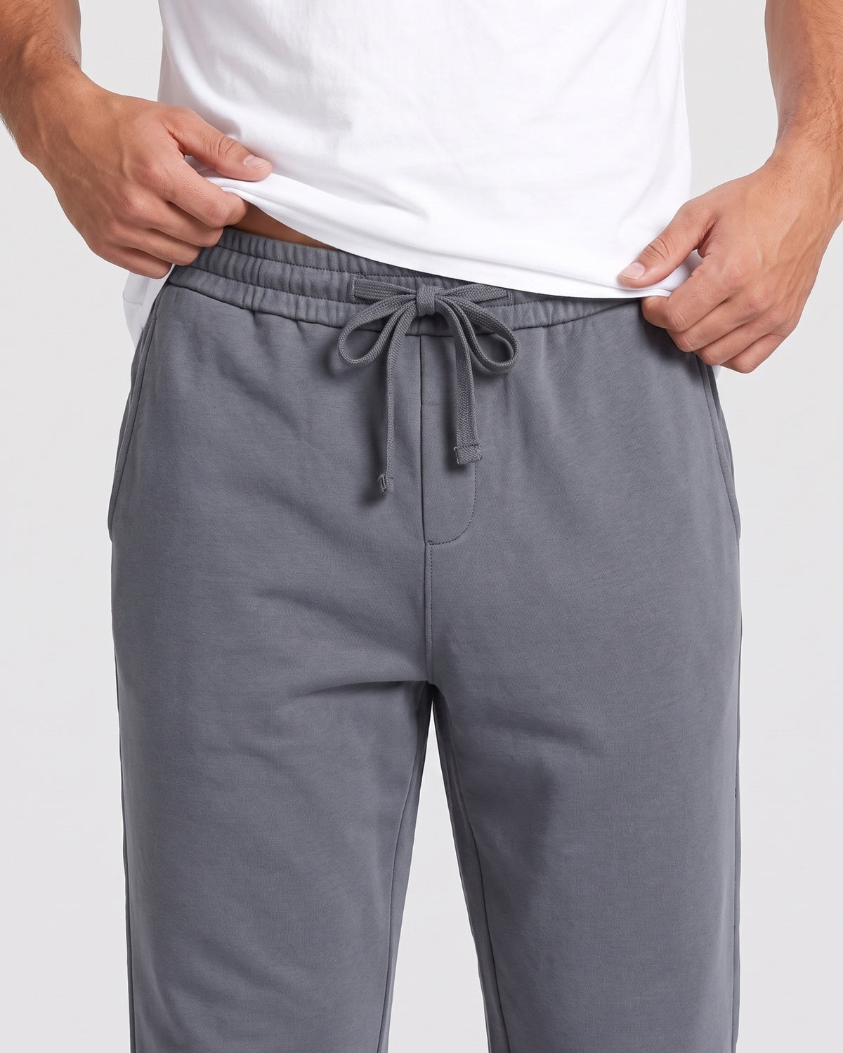 KZZ Men's Acid-Wash Solid Color Loose-Fit Casual Sweatpants