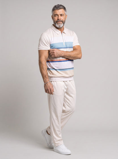 KZZ Summer Short-Sleeve Half-Zip Top and Trousers