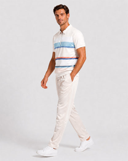 KZZ Summer Short-Sleeve Half-Zip Top and Trousers