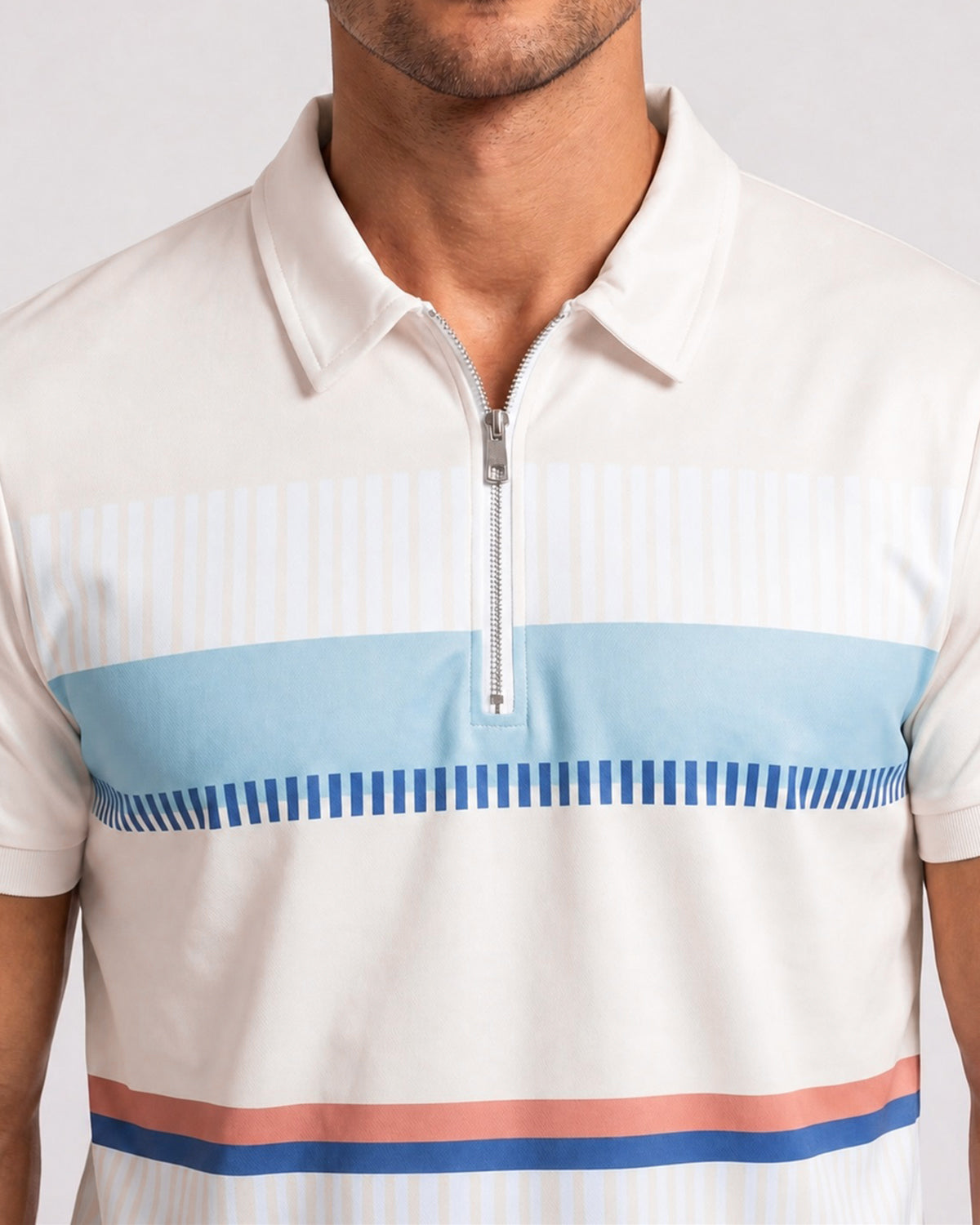 KZZ Summer Short-Sleeve Half-Zip Top and Trousers