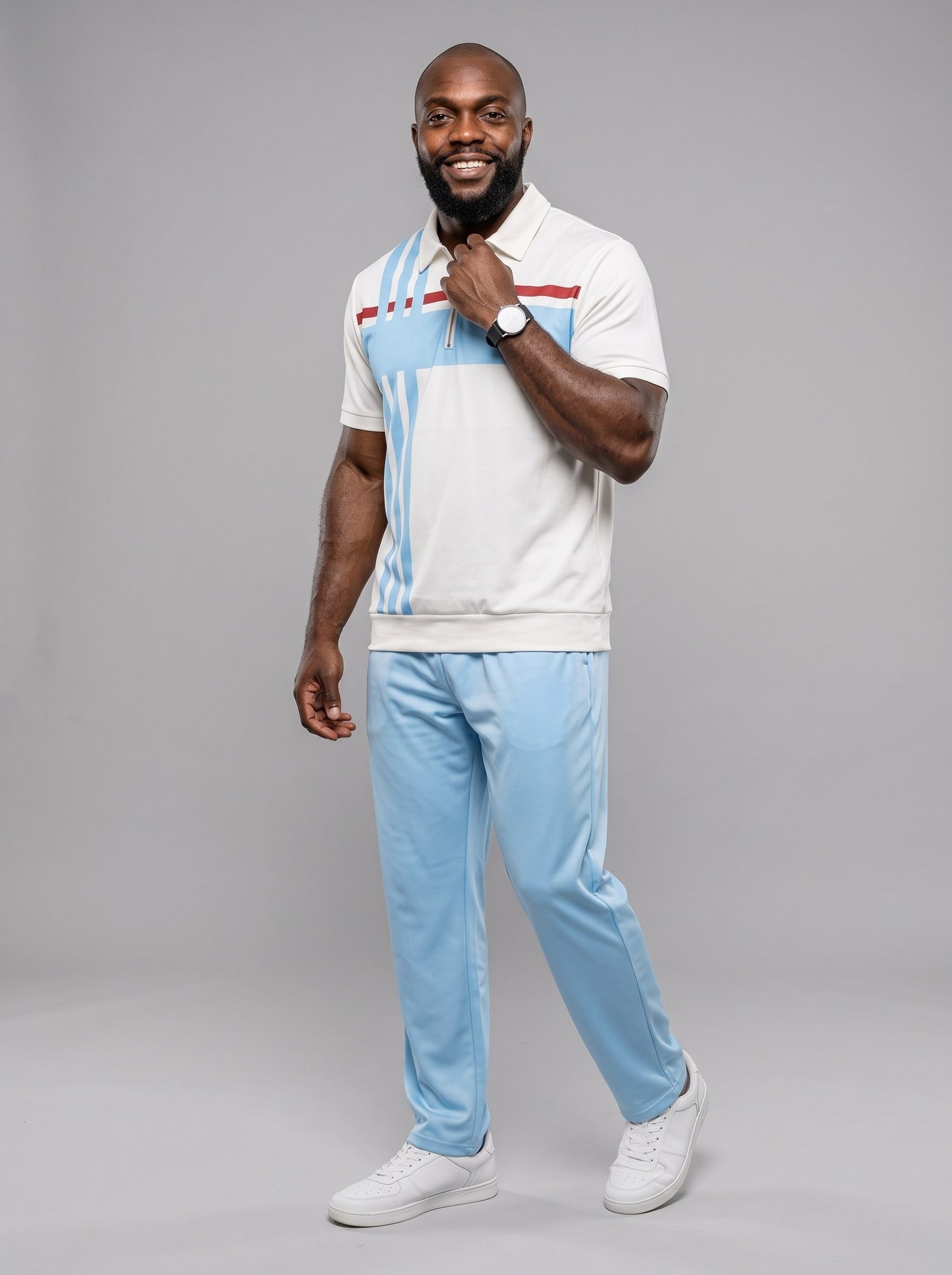 KZZ Short-sleeved zip-up top and trousers