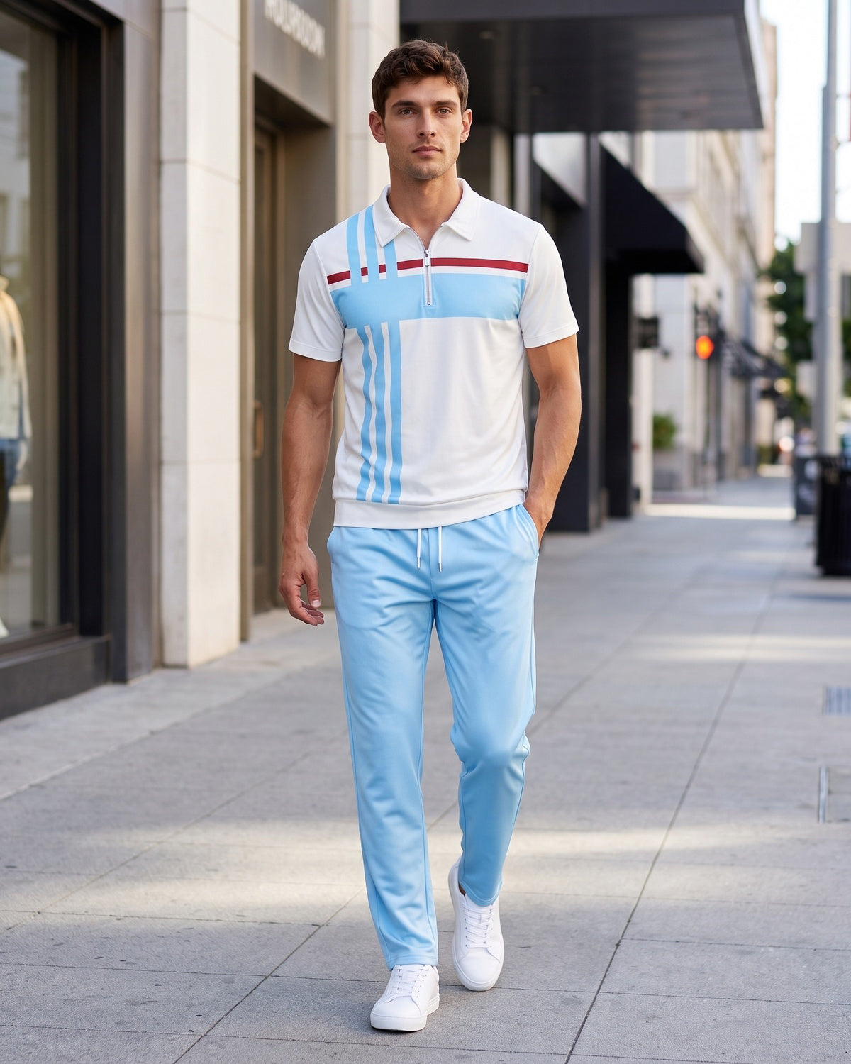 KZZ Short-sleeved zip-up top and trousers