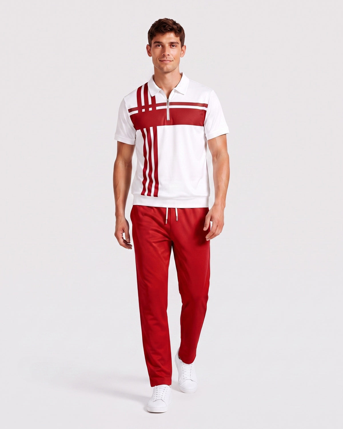 KZZ Short-sleeved zip-up top and trousers