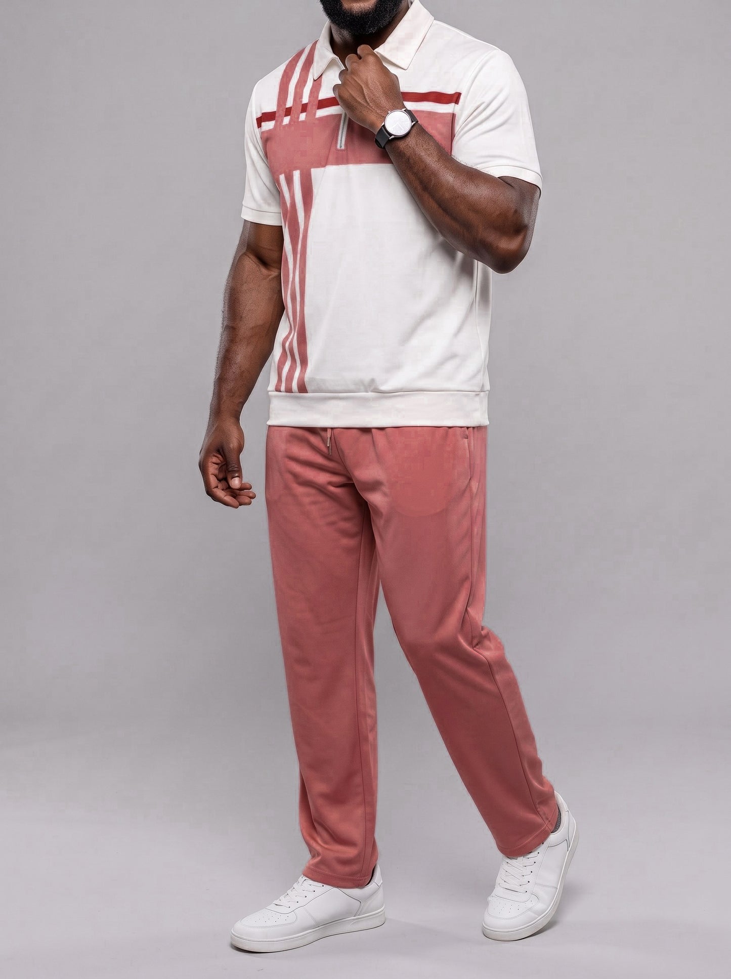 KZZ Short-sleeved zip-up top and trousers