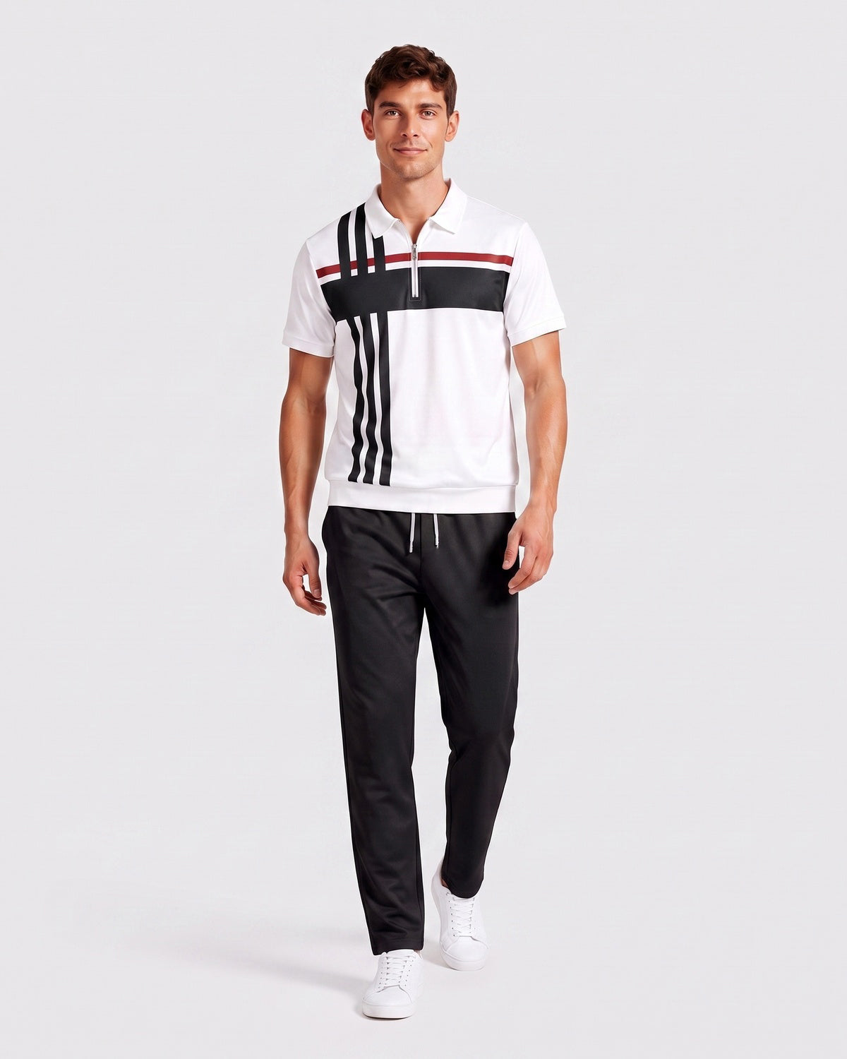 KZZ Short-sleeved zip-up top and trousers