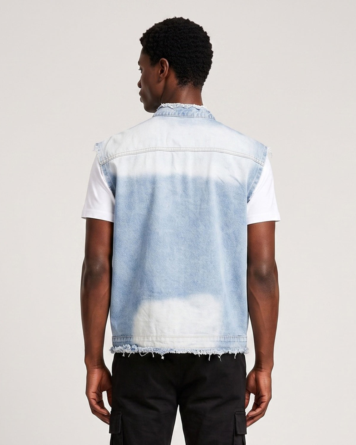 KZZ Men's Washed Sleeveless Denim Vest