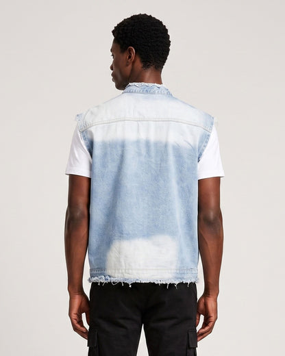 KZZ Men's Washed Sleeveless Denim Vest