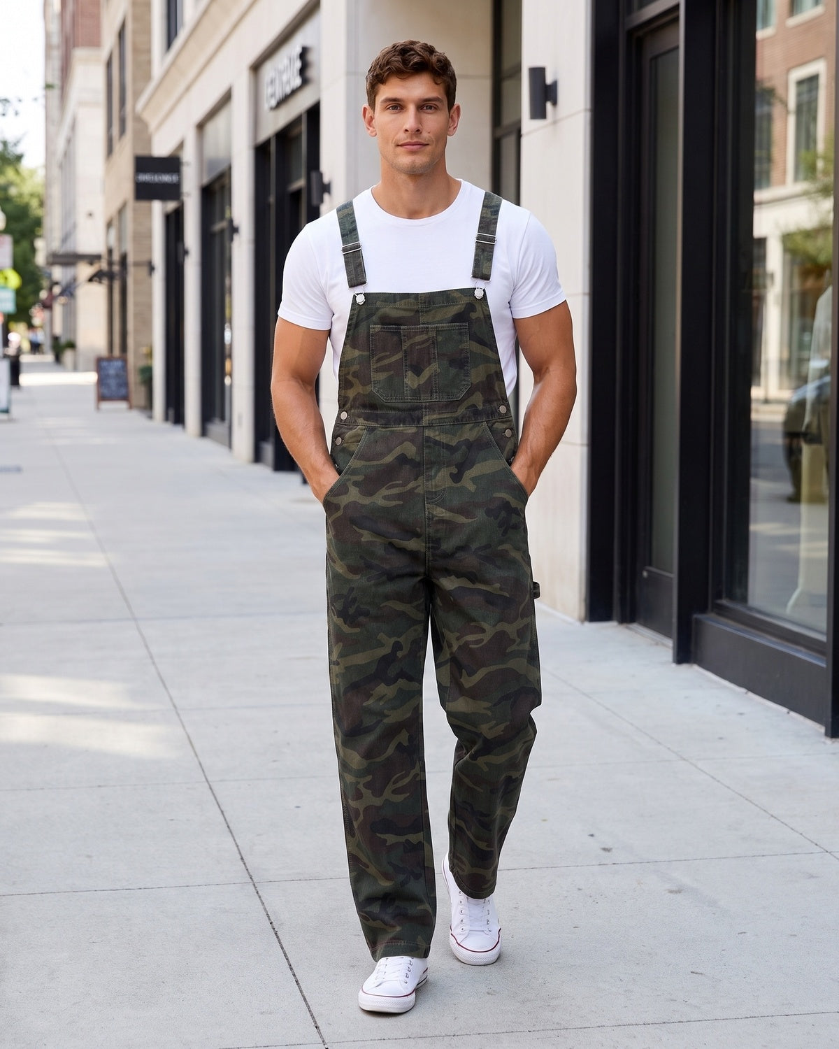 KZZ Men's casual camouflage jumpsuit