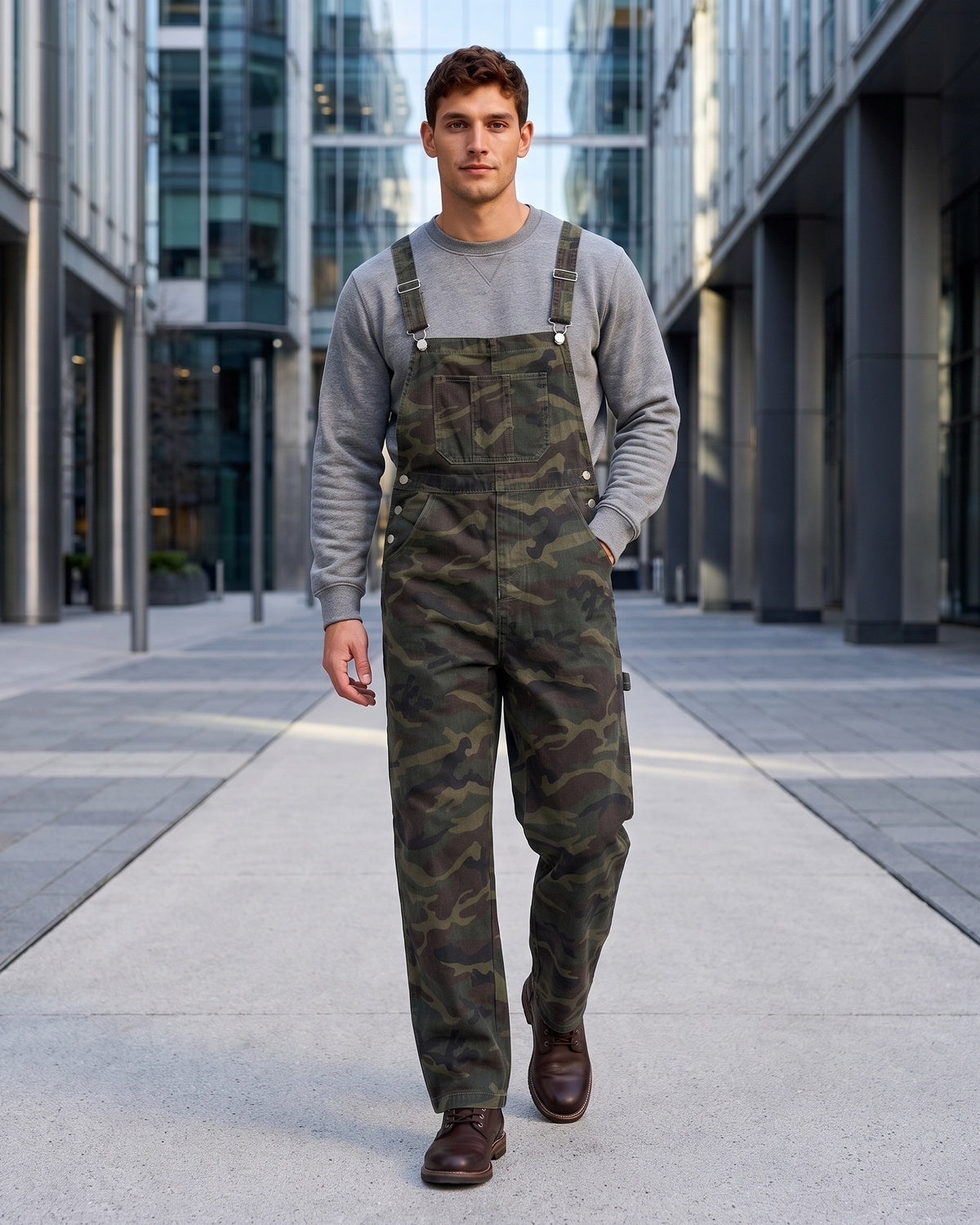 KZZ Men's casual camouflage jumpsuit