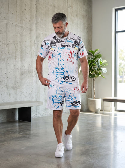 KZZ Plus-size short-sleeved top and shorts