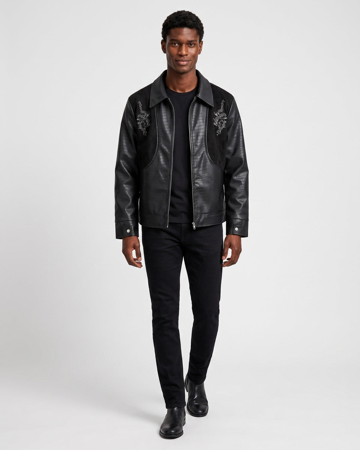 KZZ Men's loose-fit leather jacket