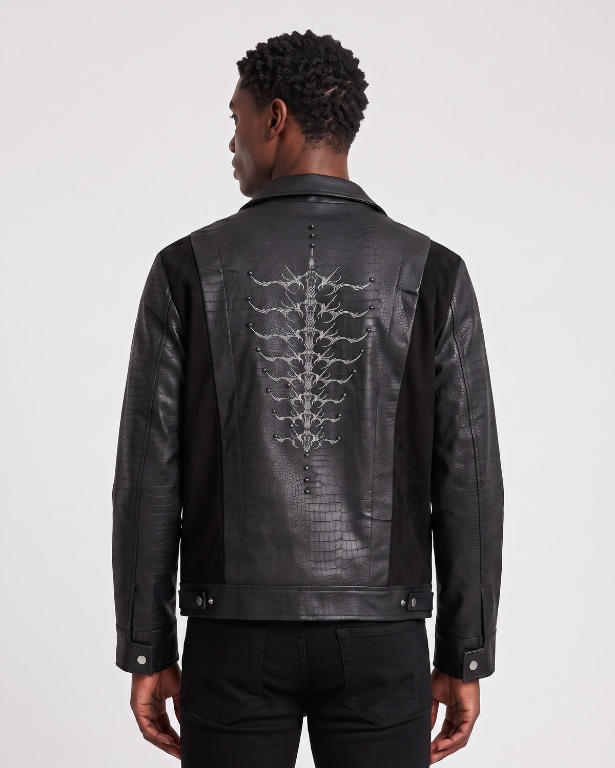 KZZ Men's loose-fit leather jacket