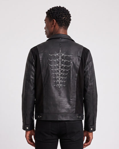KZZ Men's loose-fit leather jacket