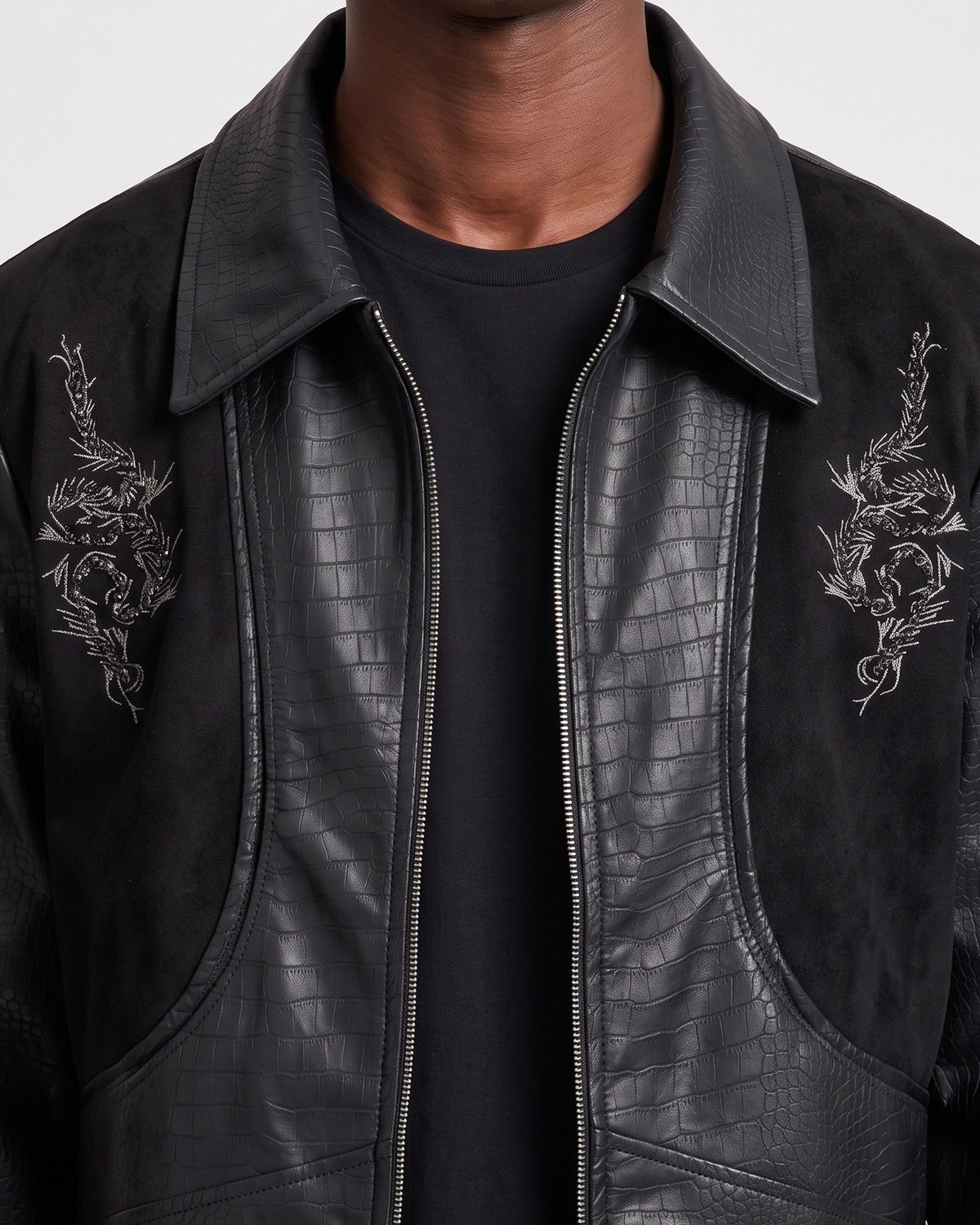 KZZ Men's loose-fit leather jacket