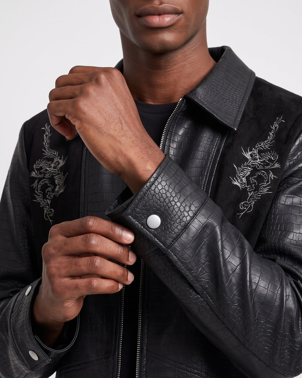 KZZ Men's loose-fit leather jacket