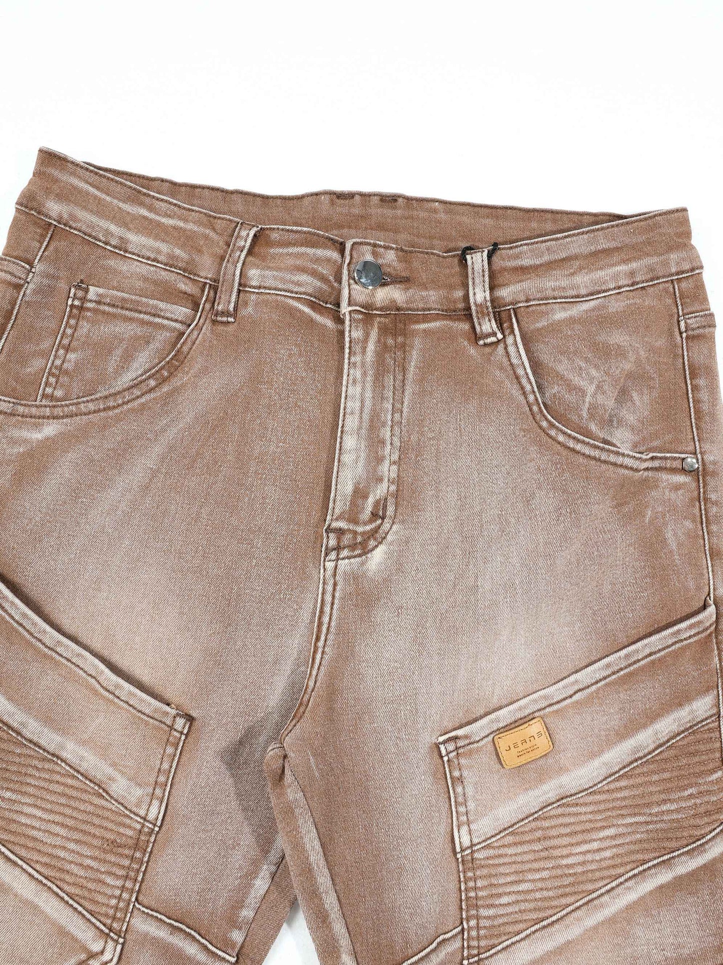 KZZ Men's Vintage-Washed Biker-Style Jeans