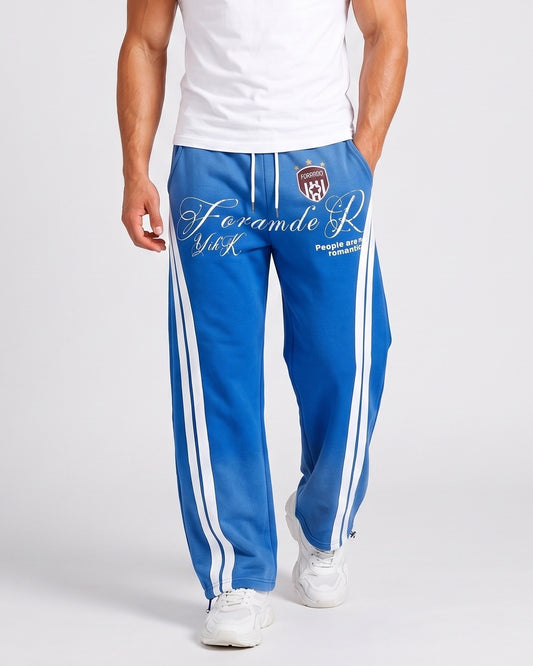 KZZ Ombre-wash embroidered side-stripe wide-leg sweatpants