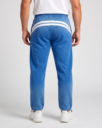 KZZ Ombre-wash embroidered side-stripe wide-leg sweatpants