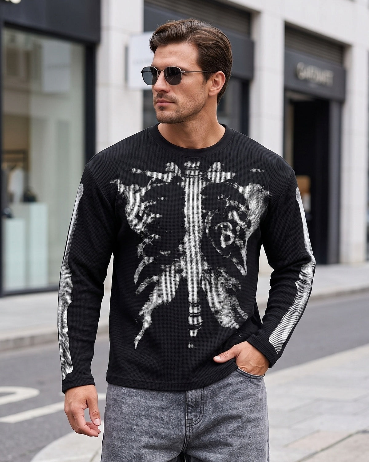 KZZ Men's Loose-fitting Knitted Warm Long-sleeved Shirt