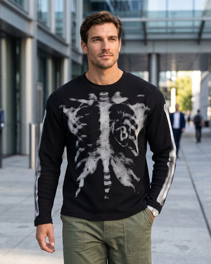 KZZ Men's Loose-fitting Knitted Warm Long-sleeved Shirt