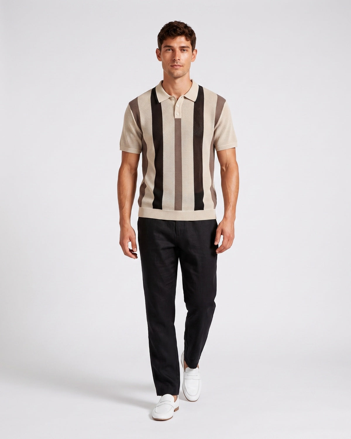 KZZ Breathable Open-Knit Polo Shirt