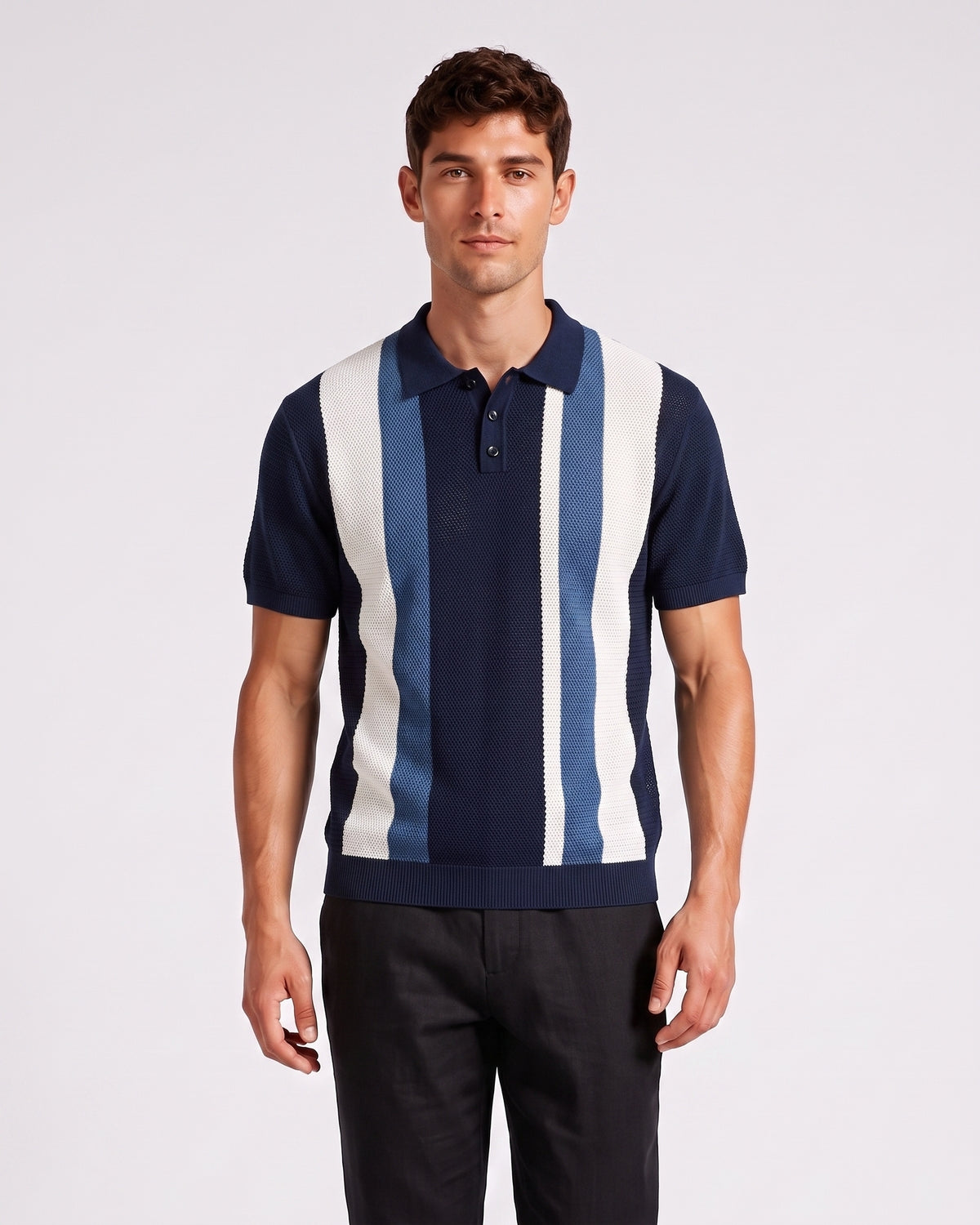 KZZ Breathable Open-Knit Polo Shirt