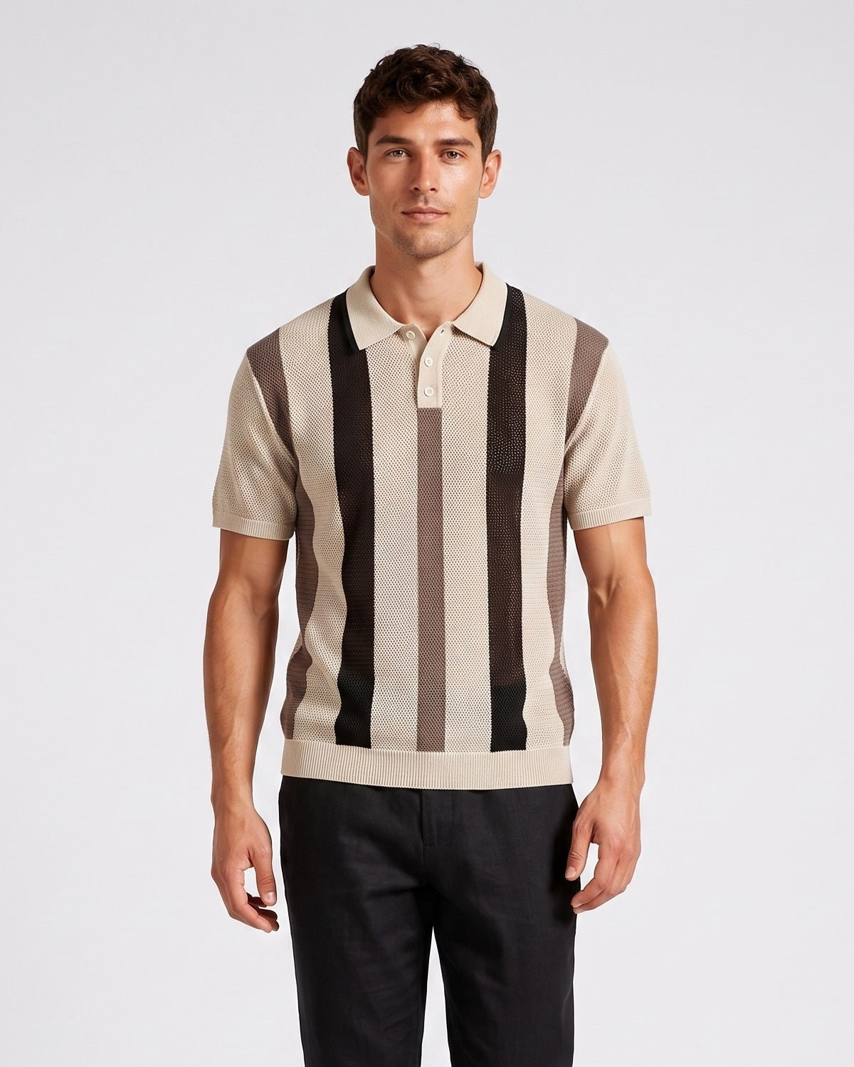 KZZ Breathable Open-Knit Polo Shirt