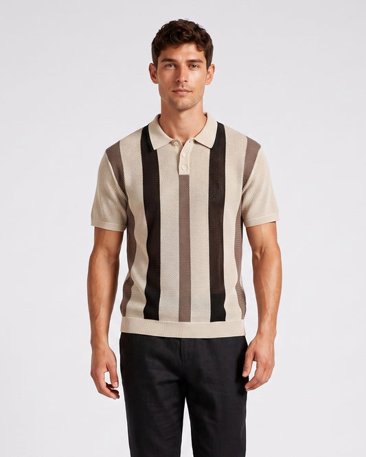 KZZ Breathable Open-Knit Polo Shirt