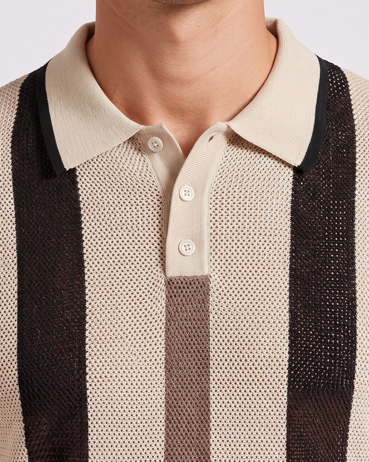 KZZ Breathable Open-Knit Polo Shirt
