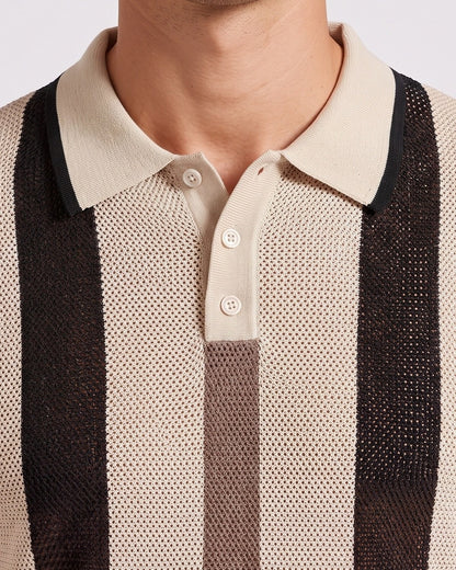 KZZ Breathable Open-Knit Polo Shirt