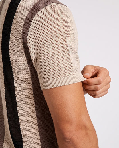 KZZ Breathable Open-Knit Polo Shirt