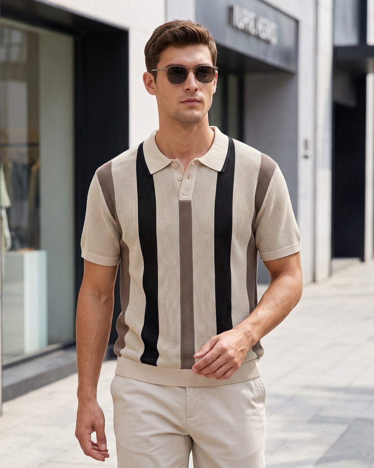 KZZ Breathable Open-Knit Polo Shirt