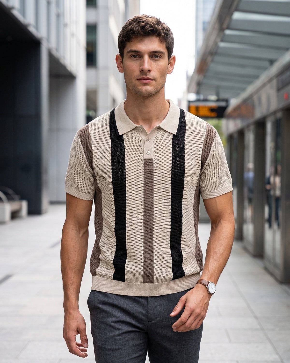 KZZ Breathable Open-Knit Polo Shirt