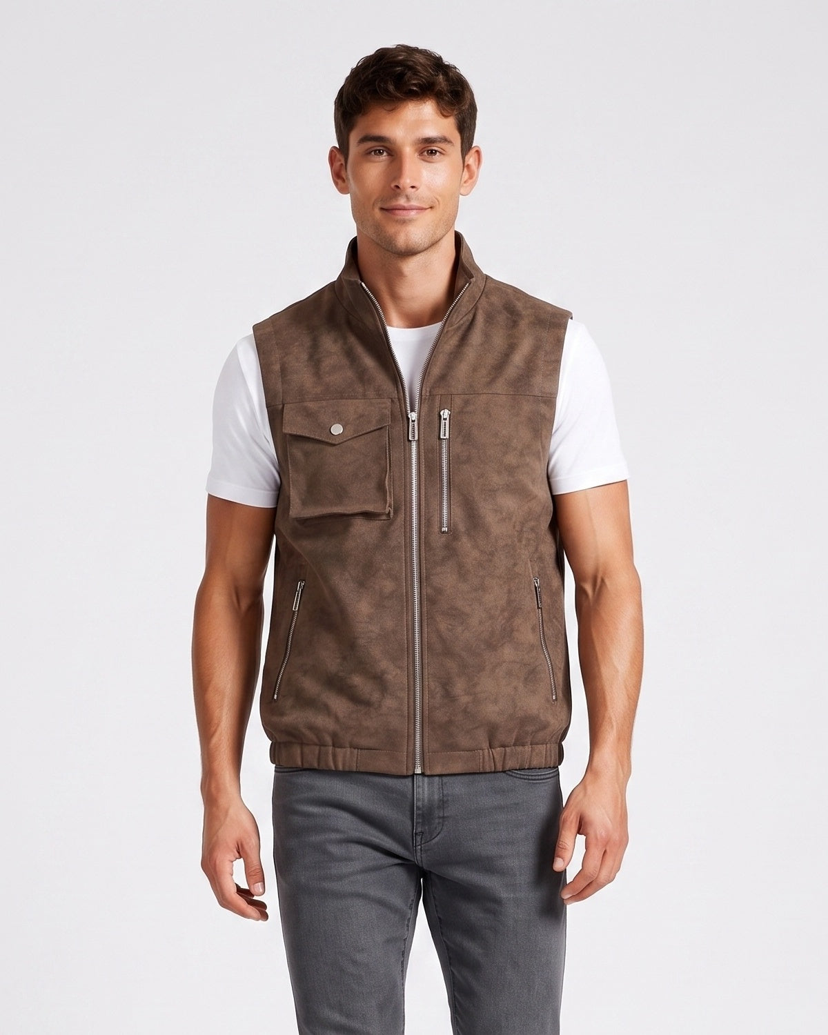 KZZ Men's denim-style vest