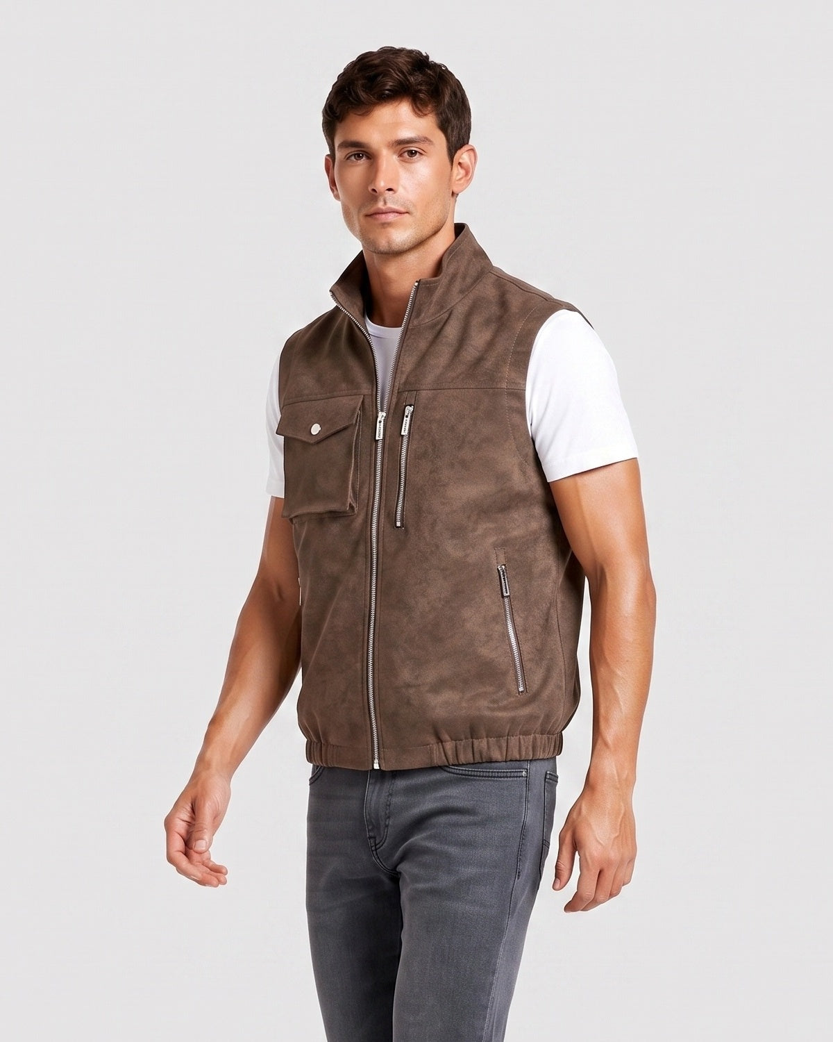 KZZ Men's denim-style vest