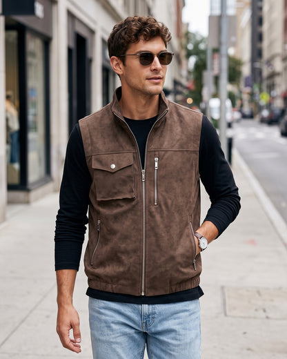 KZZ Men's denim-style vest