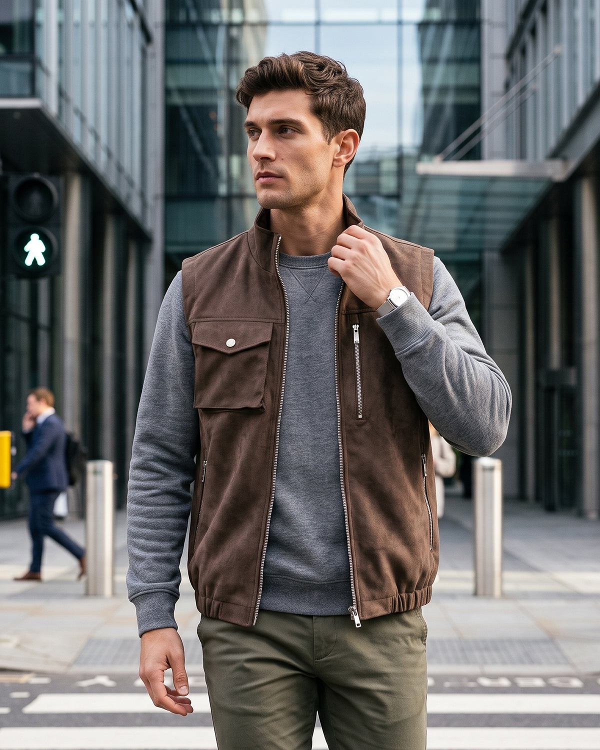 KZZ Men's denim-style vest