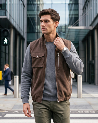 KZZ Men's denim-style vest