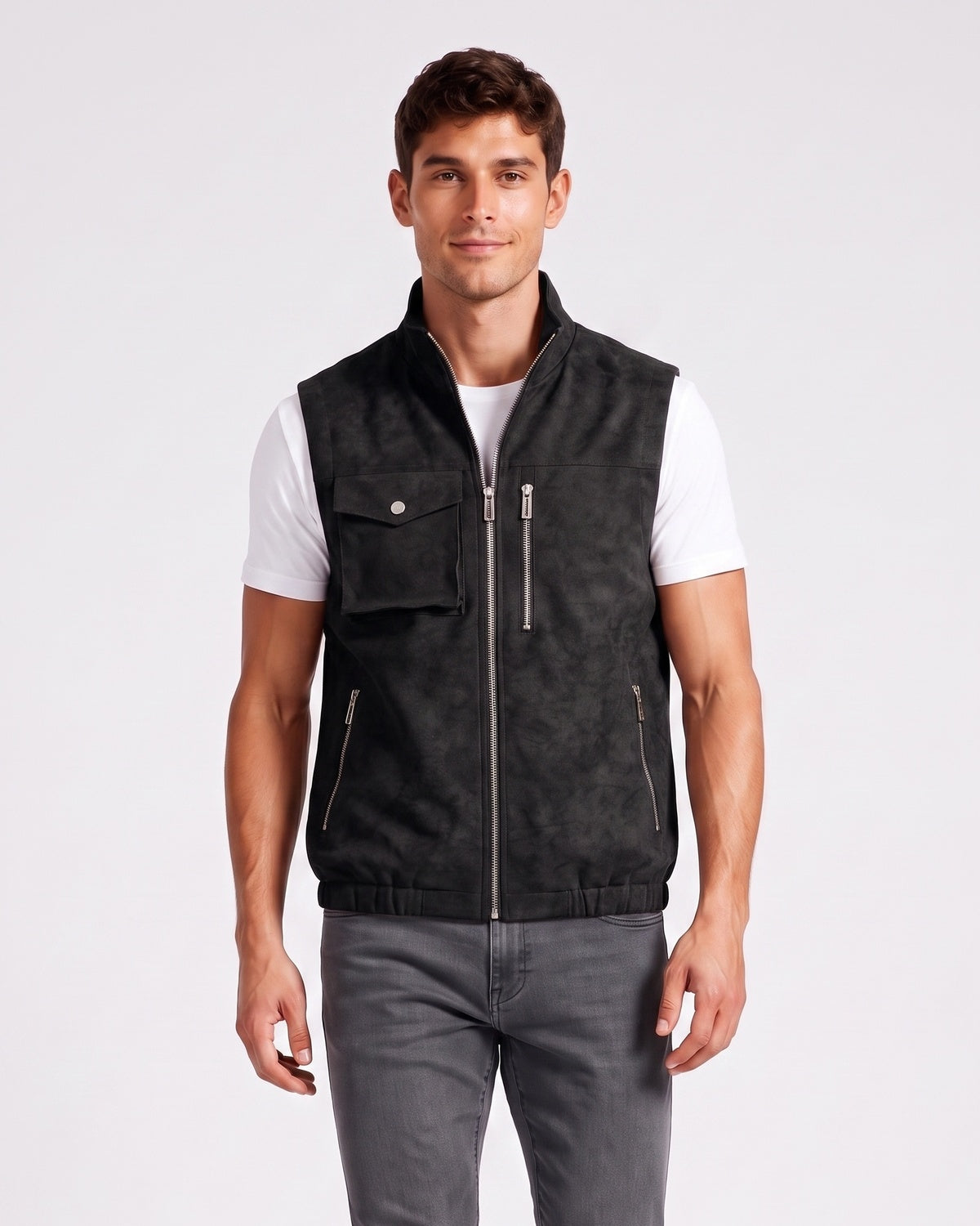 KZZ Men's denim-style vest