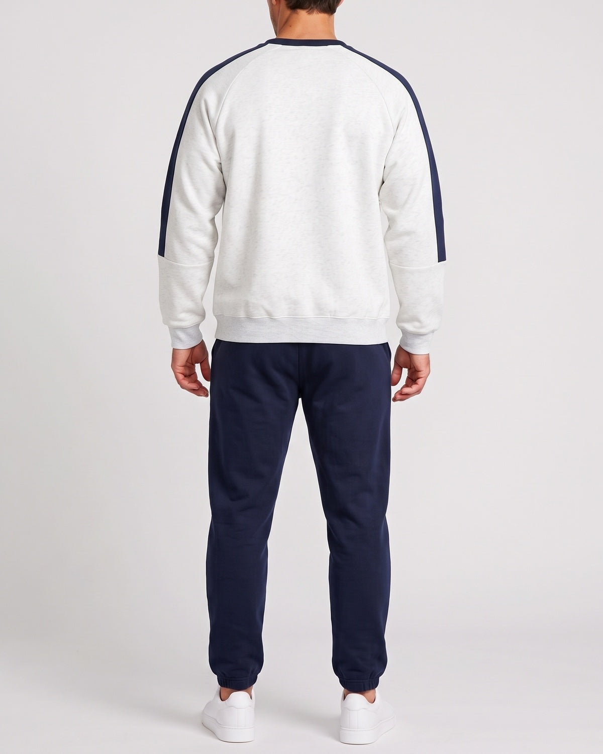 KZZ Men's Long Color Block Crew Neck College Style Thick Sweatshirt