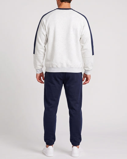 KZZ Men's Long Color Block Crew Neck College Style Thick Sweatshirt