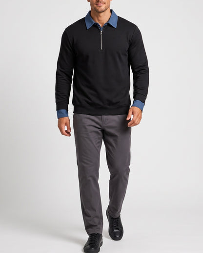 KZZ  Men's detachable collar half-zip sweatshirt