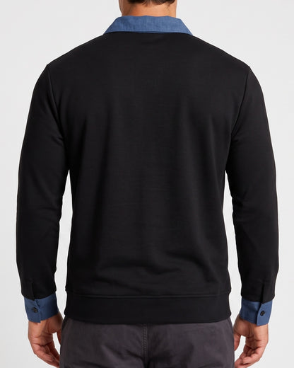 KZZ  Men's detachable collar half-zip sweatshirt