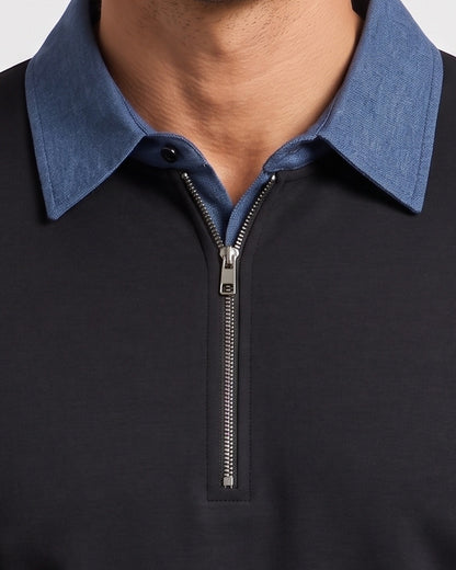 KZZ  Men's detachable collar half-zip sweatshirt
