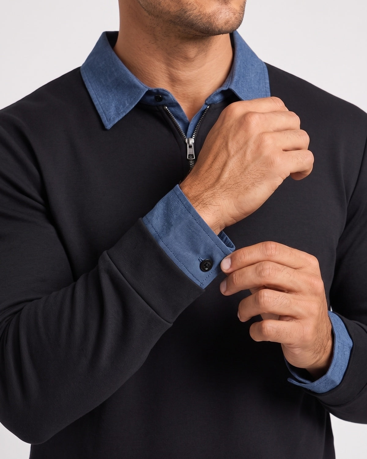 KZZ  Men's detachable collar half-zip sweatshirt