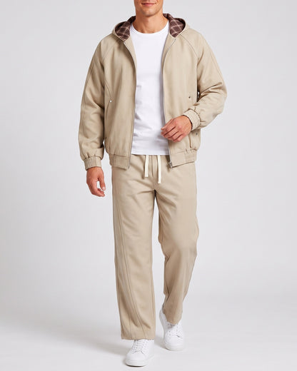 KZZ Men's two-piece street casual plaid tracksuit