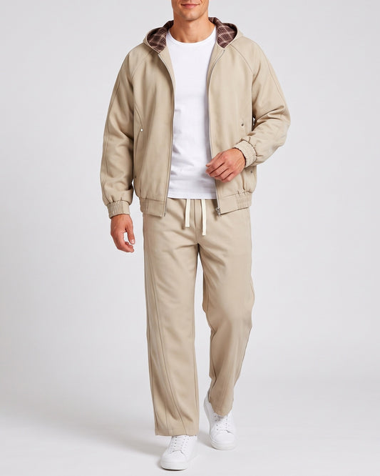 KZZ Men's two-piece street casual plaid tracksuit