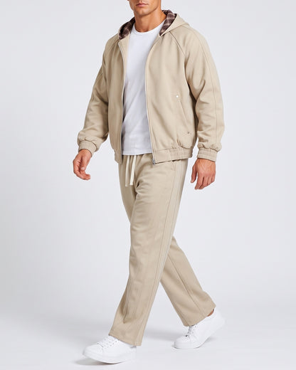 KZZ Men's two-piece street casual plaid tracksuit