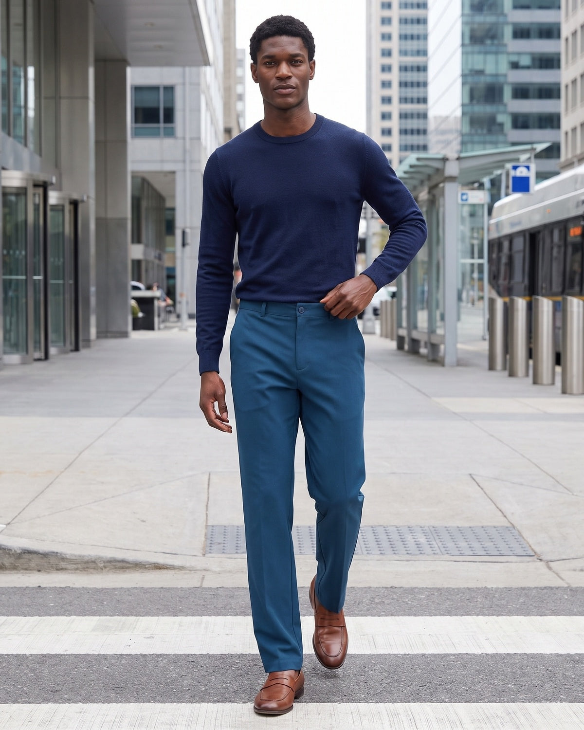 KZZ Men's slight-flare casual trousers
